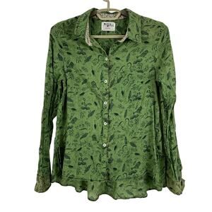 Holding Horses Anthropologie Arabel animal print cotton button shirt peplum twee